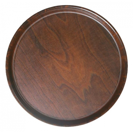 Taca drewniana, okrągła z antypoślizgową powierzchnią, fornir buk fi 420