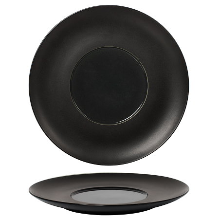 Talerz płaski z szerokim rantem 250 mm - Ambition Satin Black