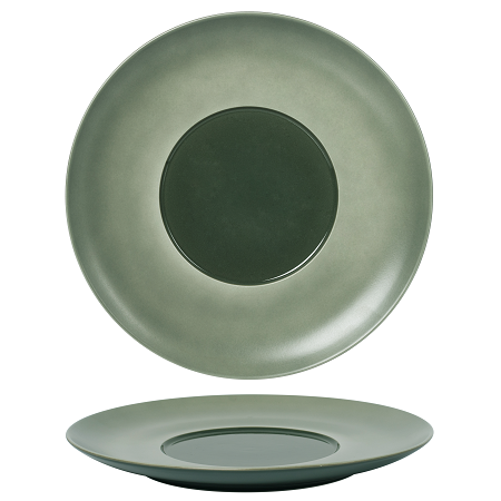 Talerz płaski z szerokim rantem 250 mm - Ambition Satin Green