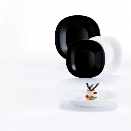 Komplet obiadowy Carine Neo White & Black 18-elementowy LUMINARC