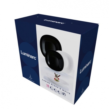 Komplet obiadowy Carine Neo White & Black 18-elementowy LUMINARC