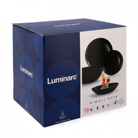 Komplet obiadowy Diwali czarny 19-elementowy LUMINARC