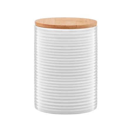 Pojemnik ceramiczny Tuvo paski z bambusową pokrywką 1110 ml AMBITION