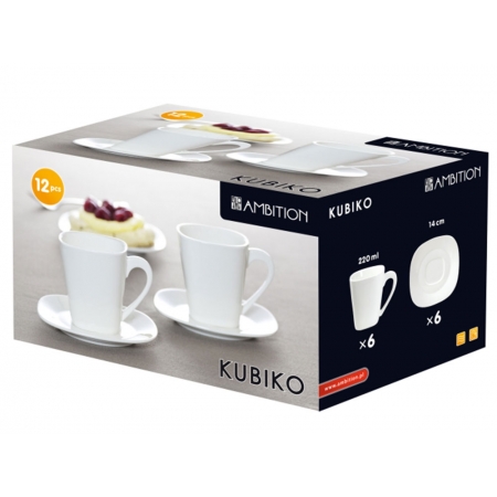 Komplet kawowy Kubiko/Fala 220 ml 12-elementowy AMBITION