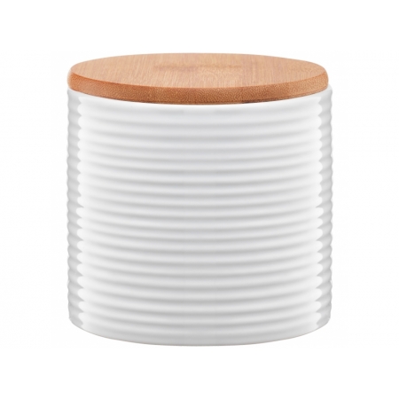 Pojemnik ceramiczny Tuvo paski z bambusową pokrywką 670 ml AMBITION