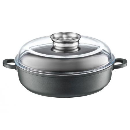 Brytfanna / patelnia głęboka Magnat z pokrywą z Aroma Knob System 28 cm AMBITION